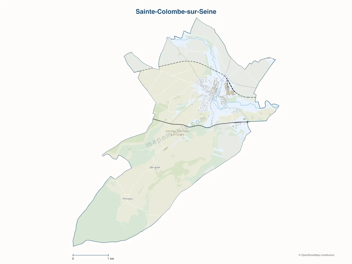 Carte de Sainte-Colombe-sur-Seine à personnaliser