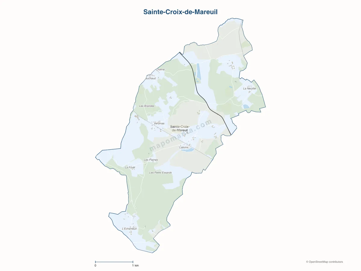 Carte de Sainte-Croix-de-Mareuil à personnaliser