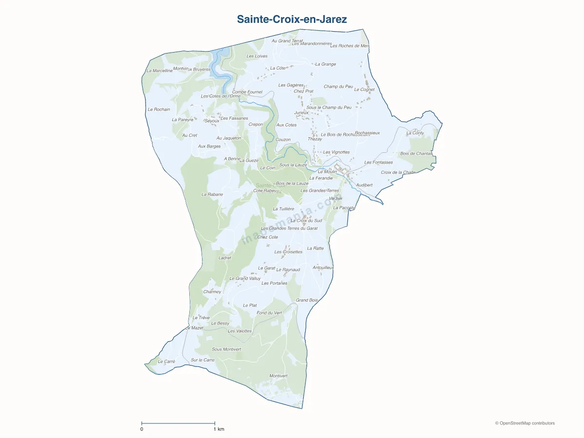 Carte de Sainte-Croix-en-Jarez à personnaliser