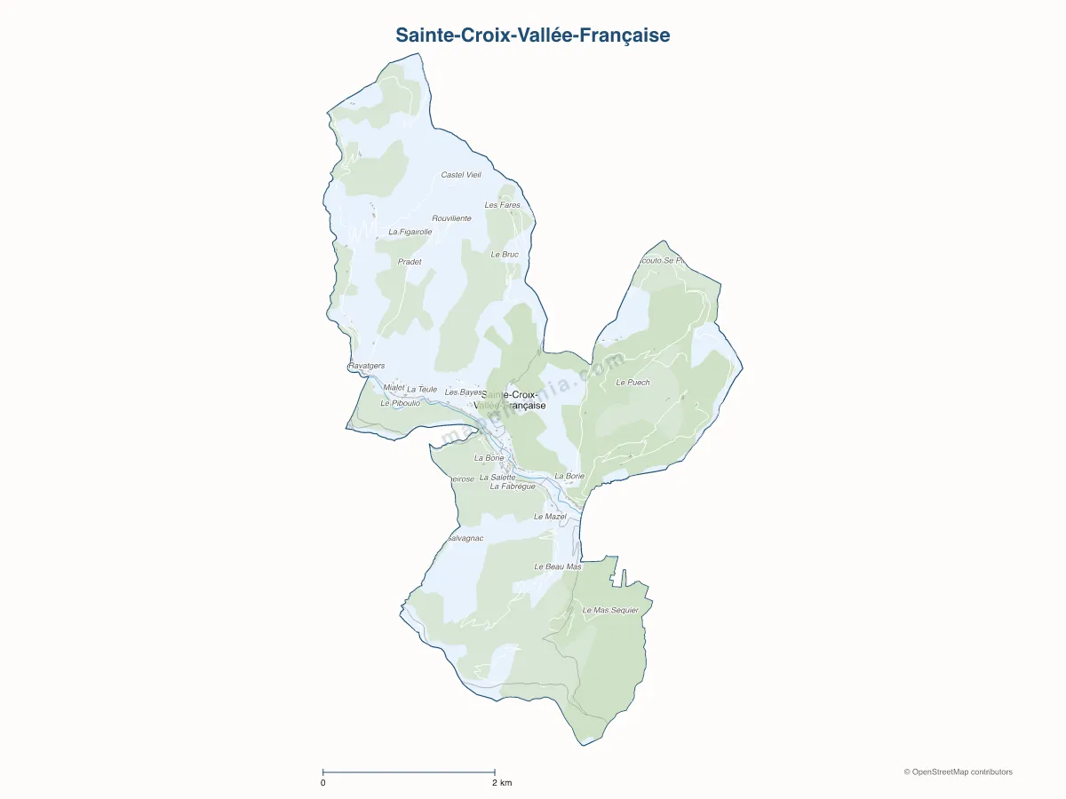 Carte de Sainte-Croix-Vallée-Française à personnaliser