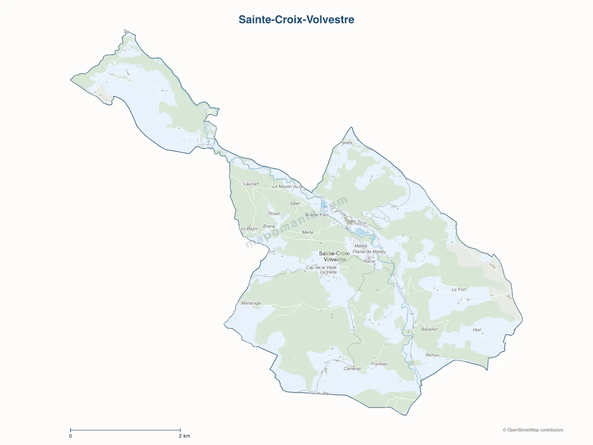 Carte de Sainte-Croix-Volvestre à personnaliser