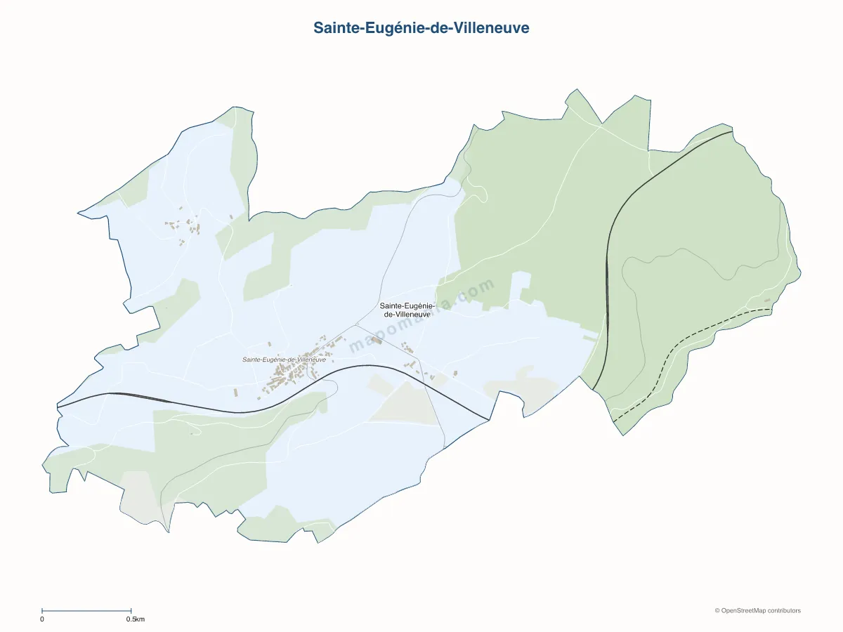 Carte de Sainte-Eugénie-de-Villeneuve à personnaliser