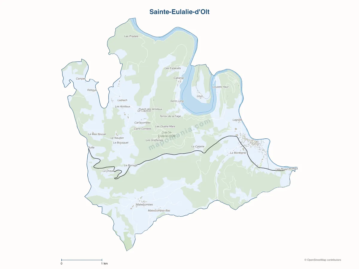Carte de Sainte-Eulalie-d'Olt à personnaliser