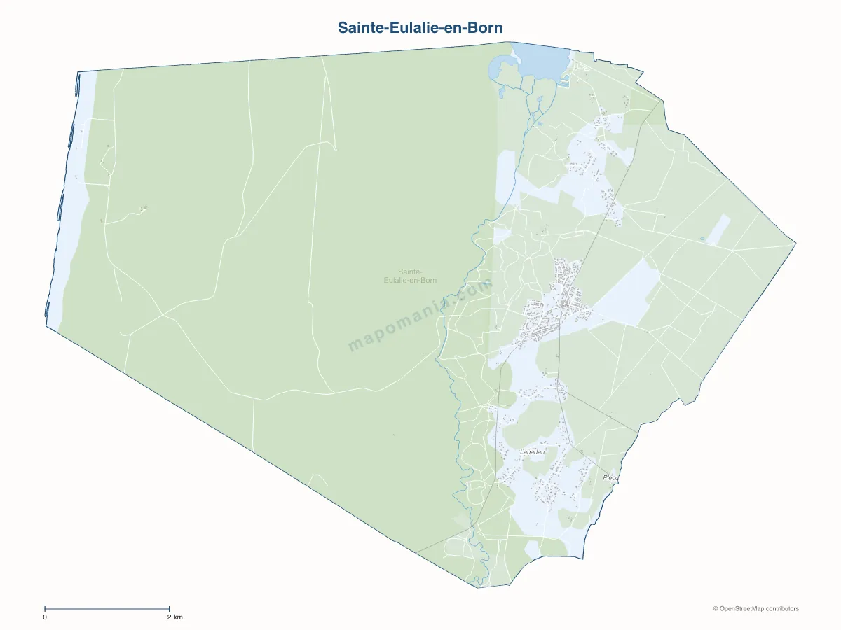 Carte de Sainte-Eulalie-en-Born à personnaliser