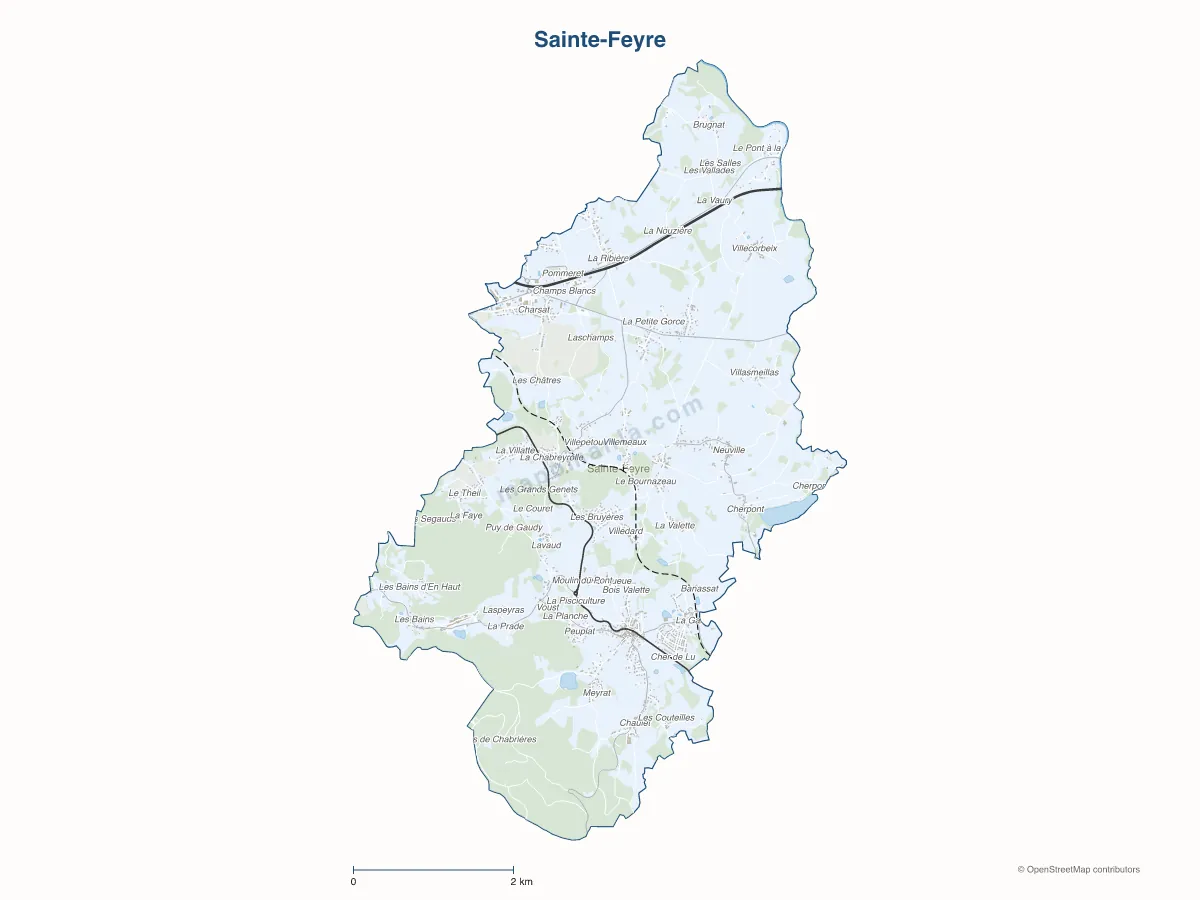 Carte de Sainte-Feyre à personnaliser
