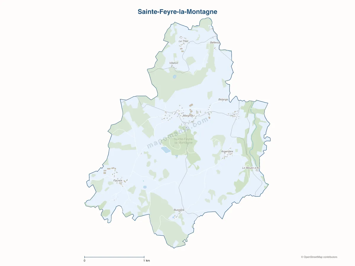Carte de Sainte-Feyre-la-Montagne à personnaliser