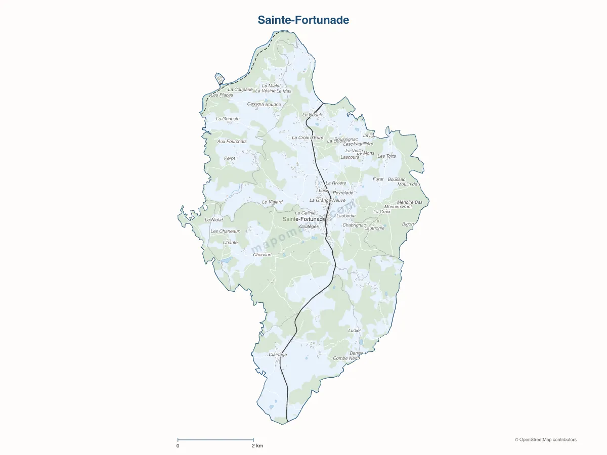 Carte de Sainte-Fortunade à personnaliser