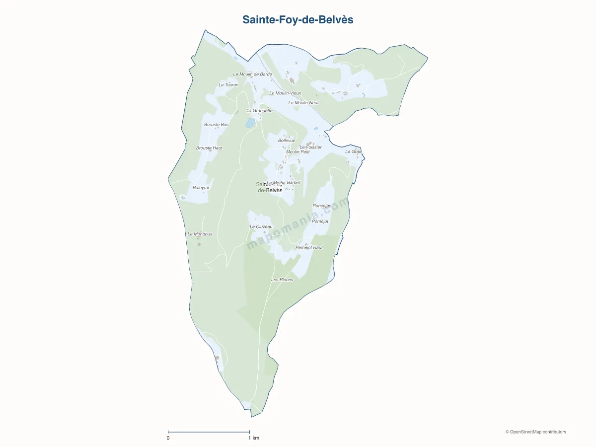 Carte de Sainte-Foy-de-Belvès à personnaliser