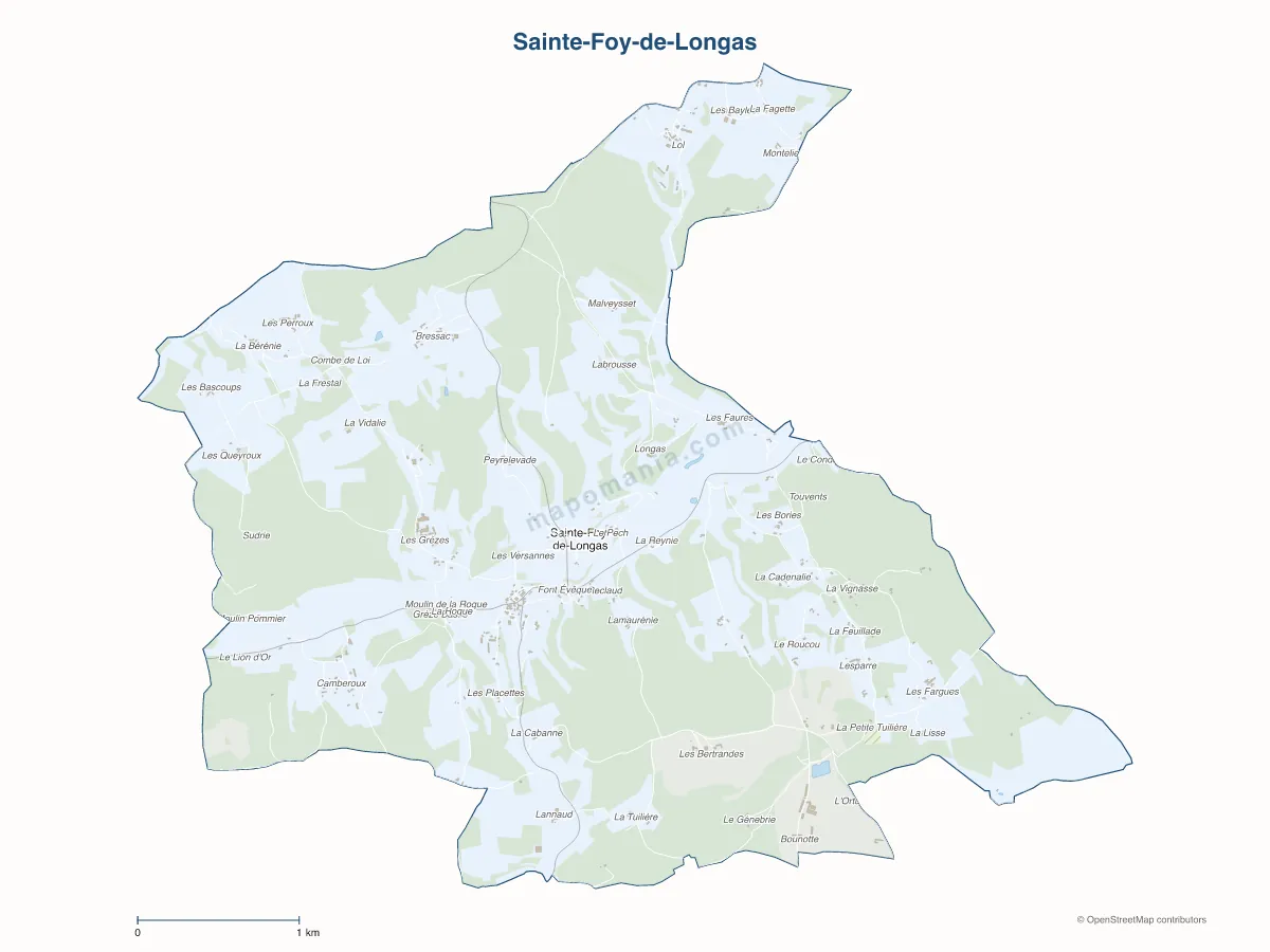 Carte de Sainte-Foy-de-Longas à personnaliser