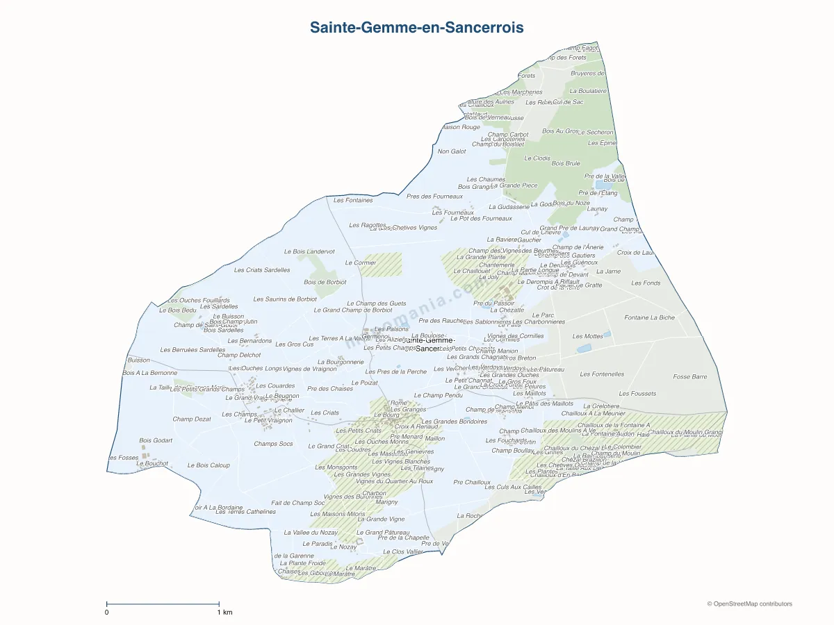Carte de Sainte-Gemme-en-Sancerrois à personnaliser
