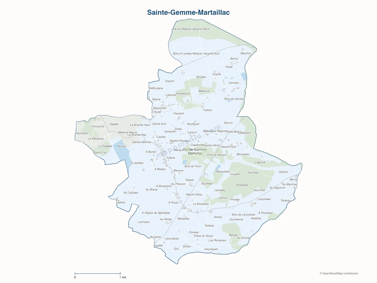 Carte de Sainte-Gemme-Martaillac à personnaliser