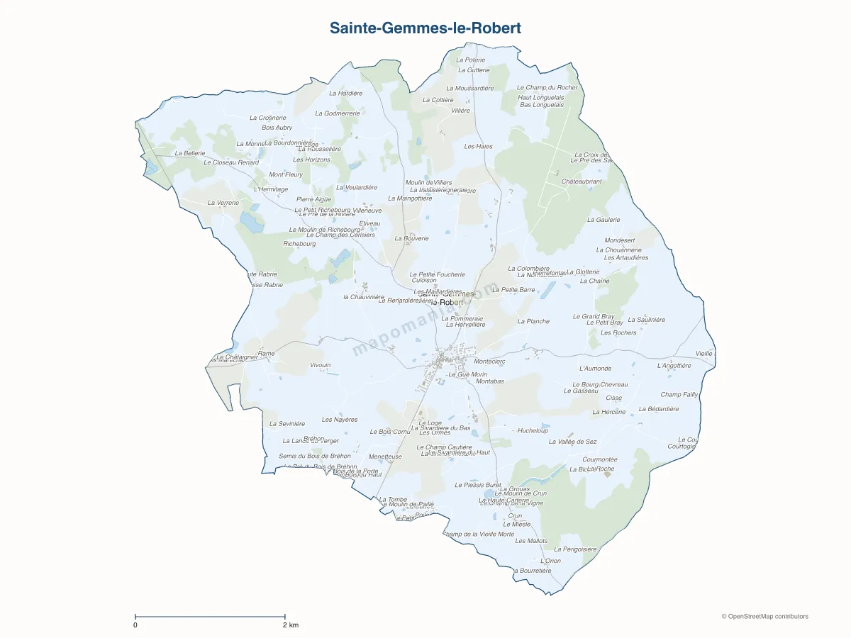 Carte de Sainte-Gemmes-le-Robert à personnaliser
