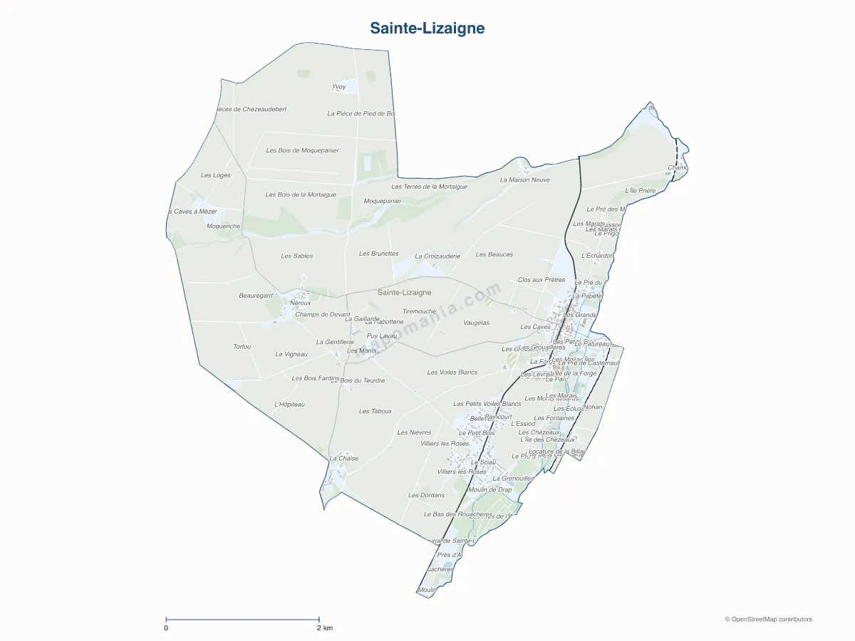 Carte de Sainte-Lizaigne à personnaliser