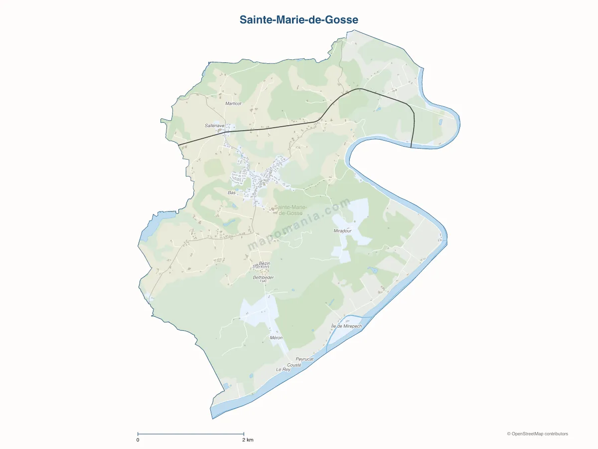 Carte de Sainte-Marie-de-Gosse à personnaliser