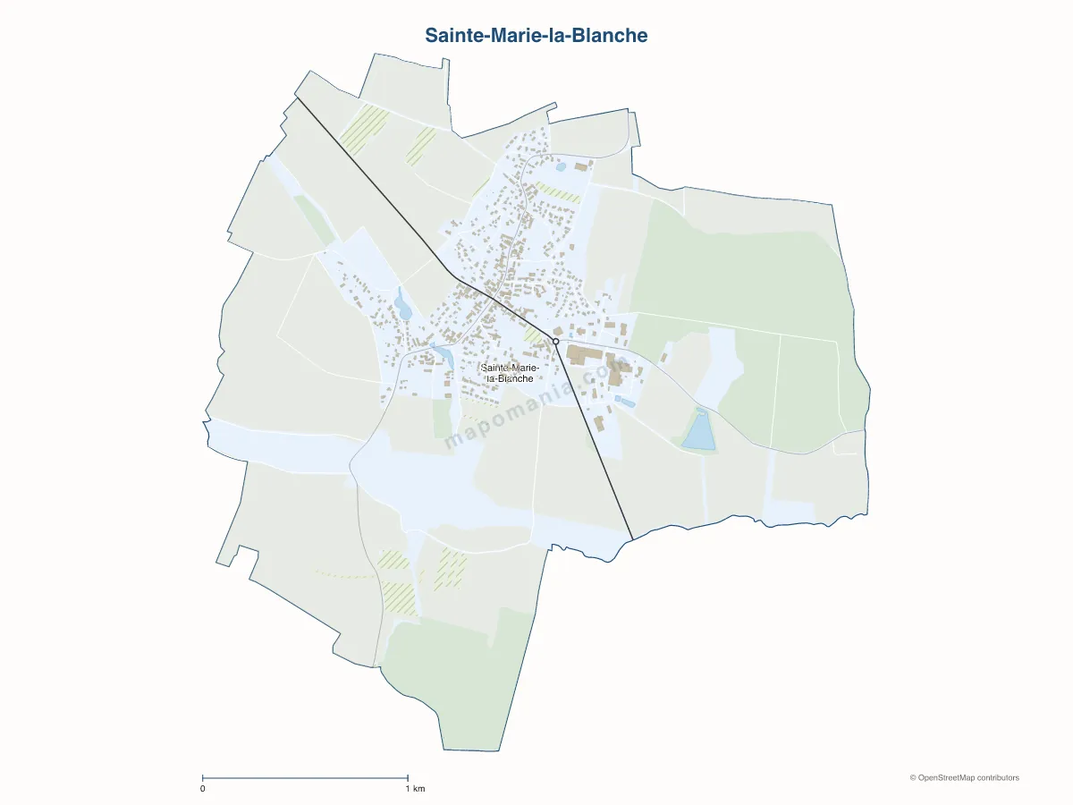 Carte de Sainte-Marie-la-Blanche à personnaliser