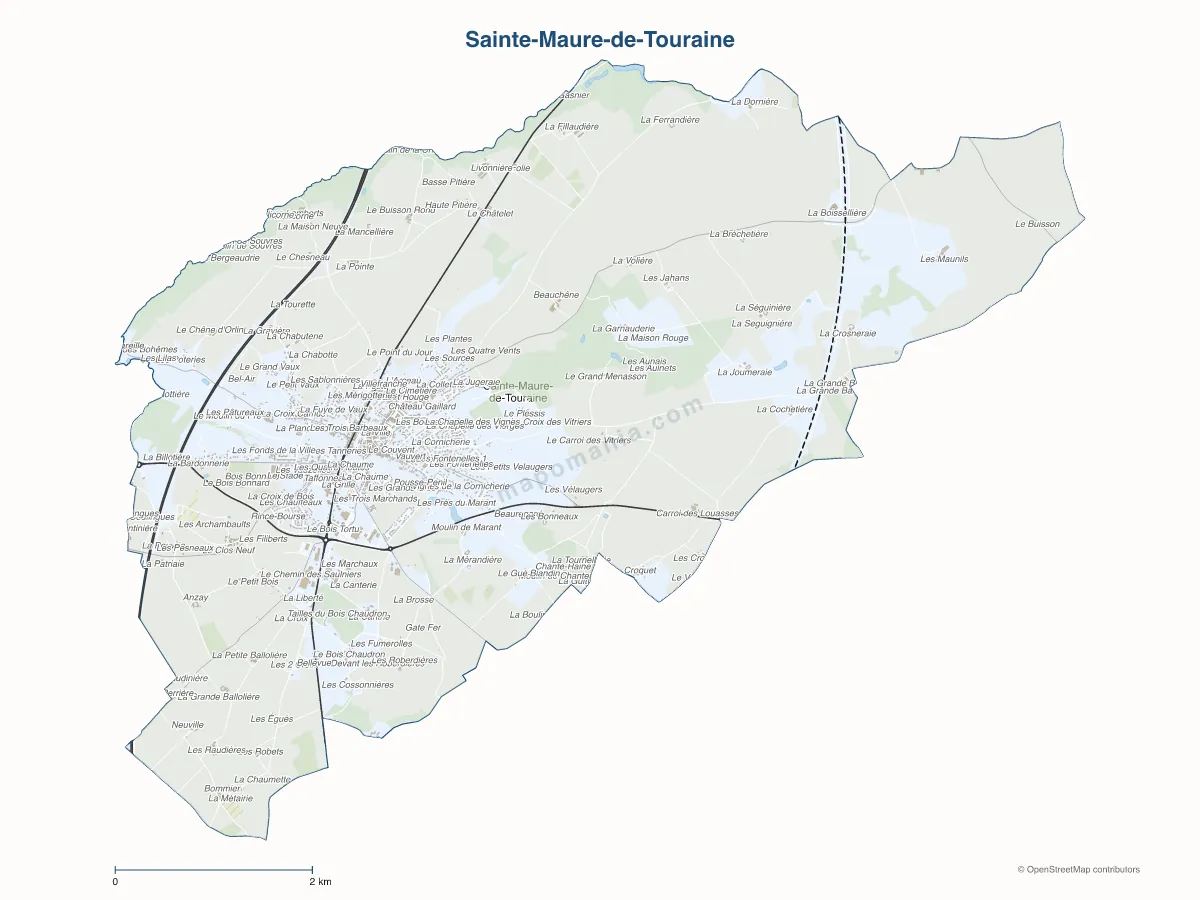 Carte de Sainte-Maure-de-Touraine à personnaliser