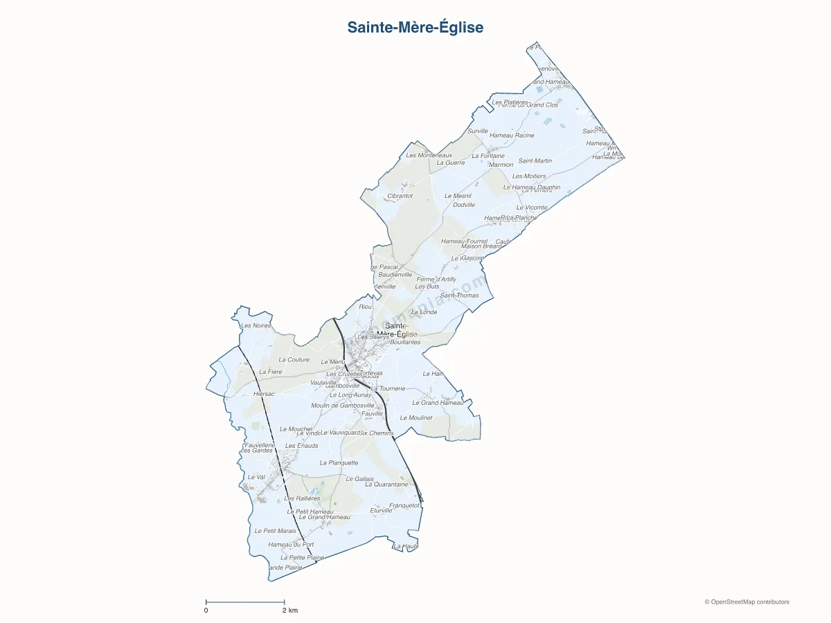 Carte de Sainte-Mère-Église à personnaliser