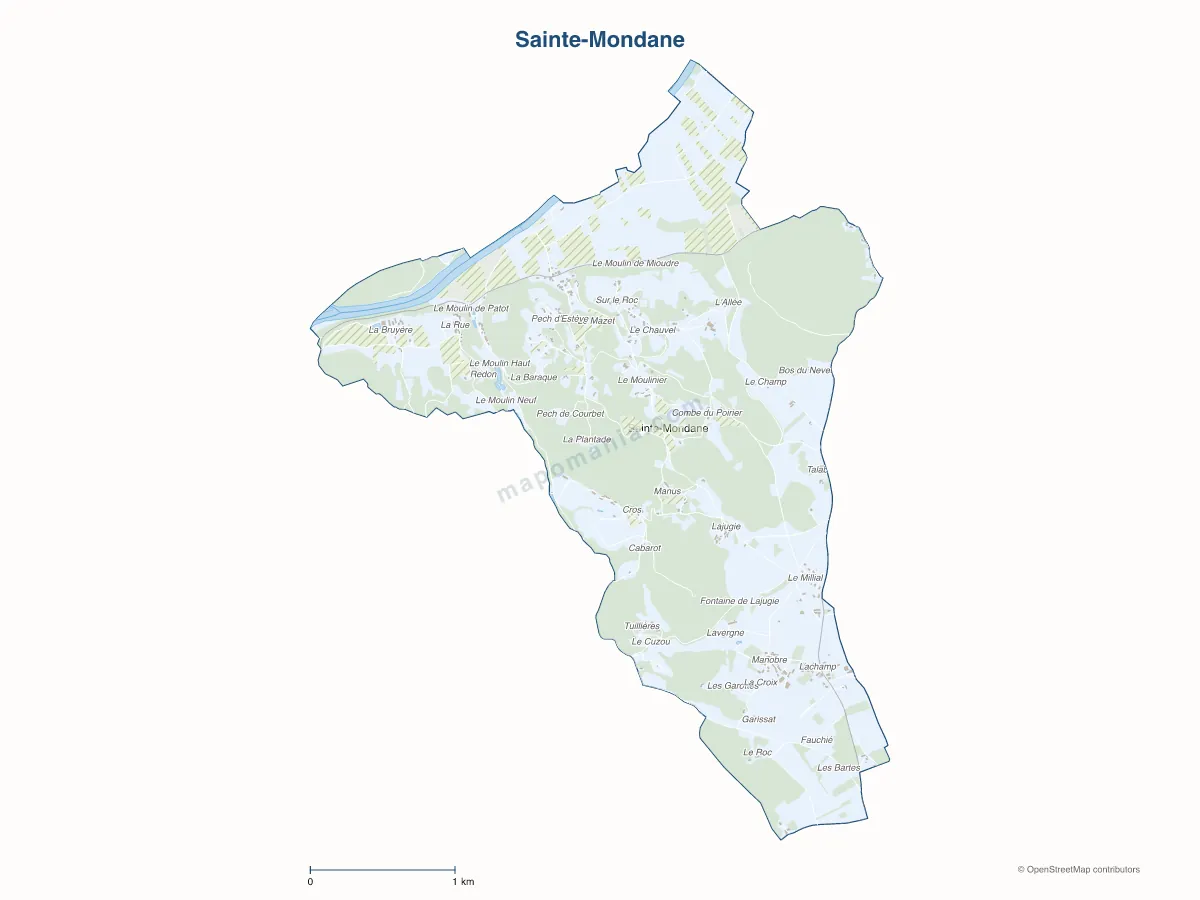 Carte de Sainte-Mondane à personnaliser