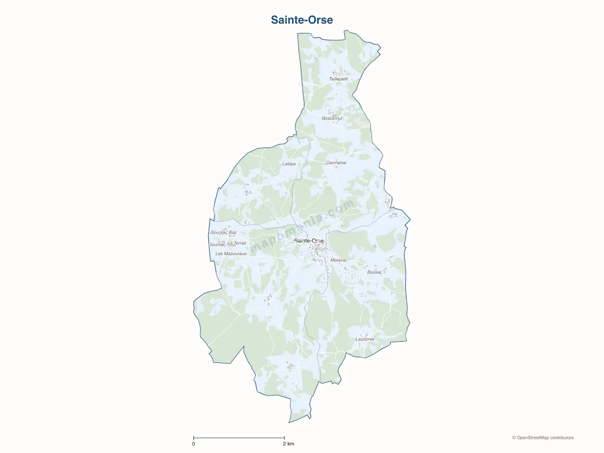 Carte de Sainte-Orse à personnaliser
