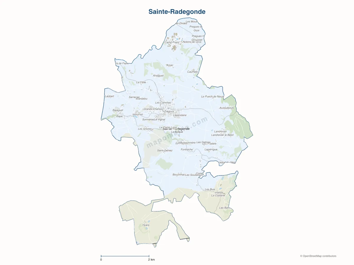 Carte de Sainte-Radegonde à personnaliser