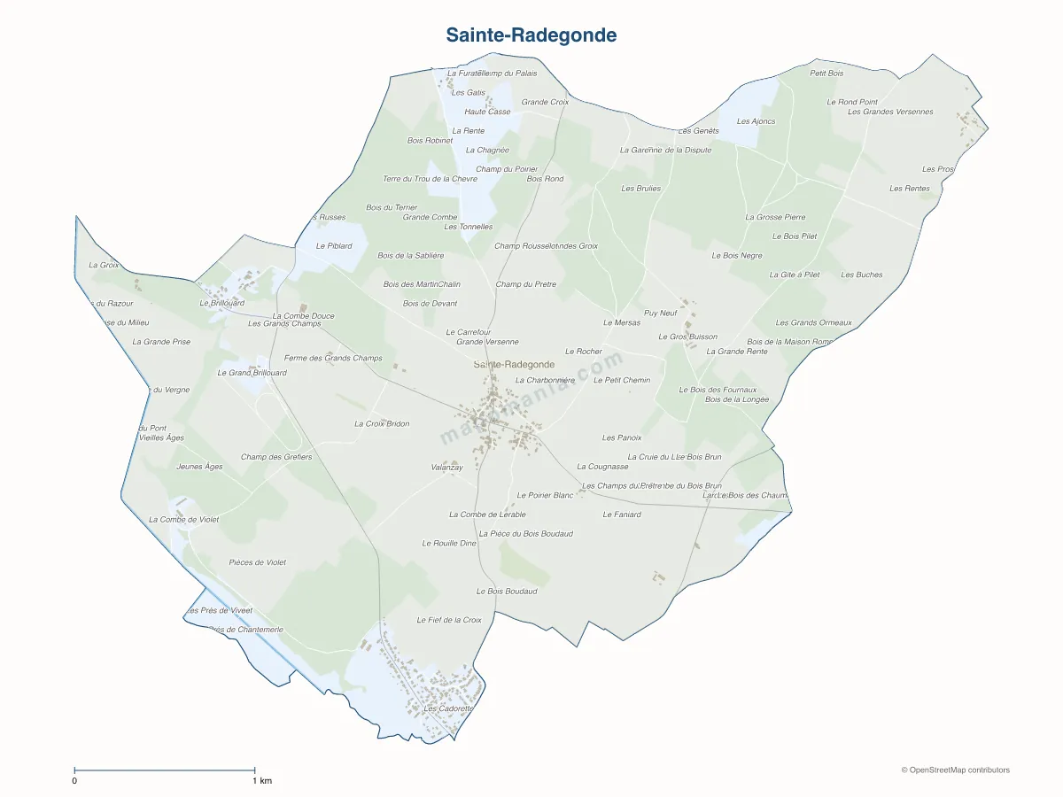 Carte de Sainte-Radegonde à personnaliser
