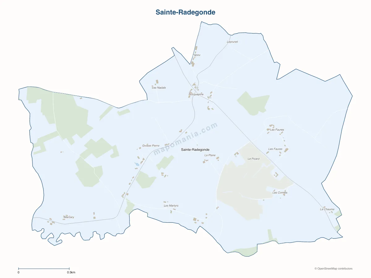 Carte de Sainte-Radegonde à personnaliser