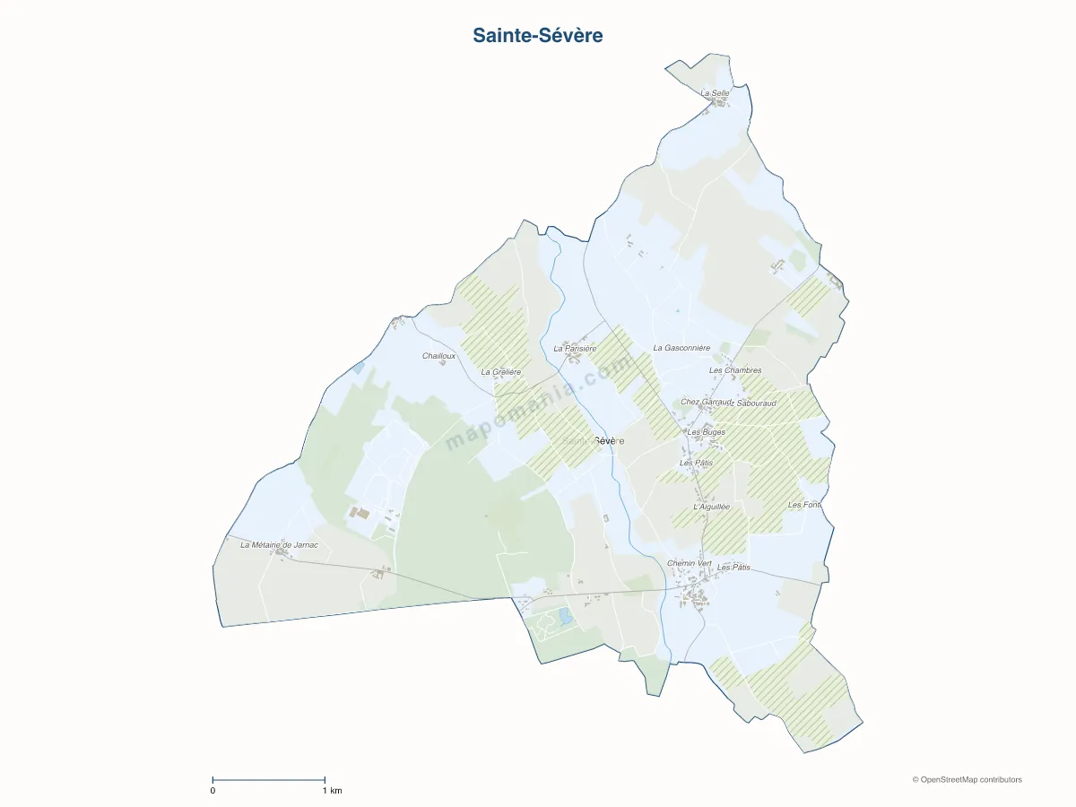 Carte de Sainte-Sévère à personnaliser
