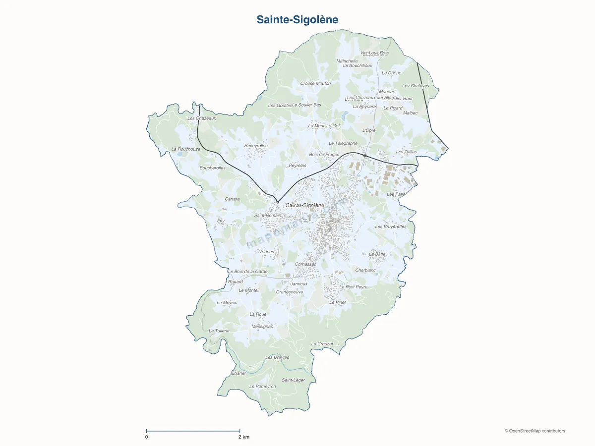 Carte de Sainte-Sigolène à personnaliser