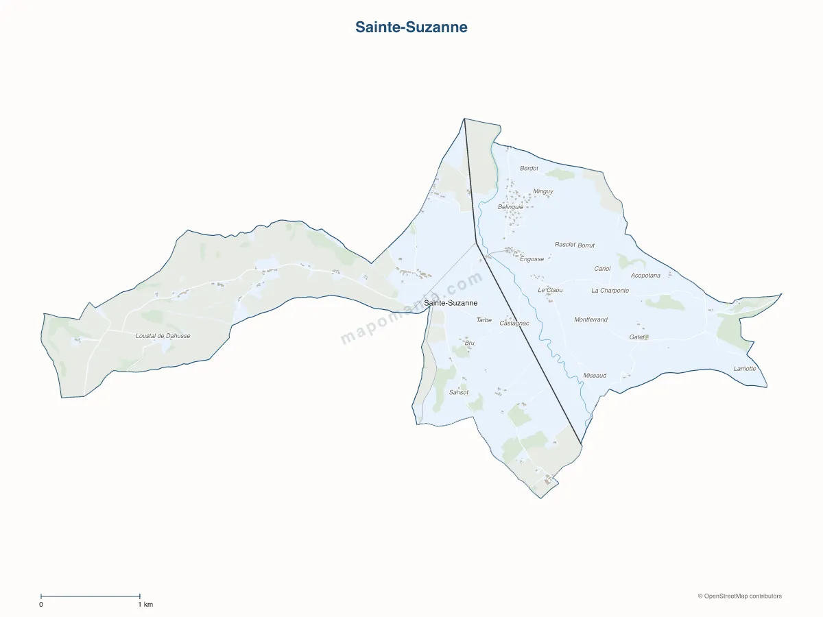 Carte de Sainte-Suzanne à personnaliser