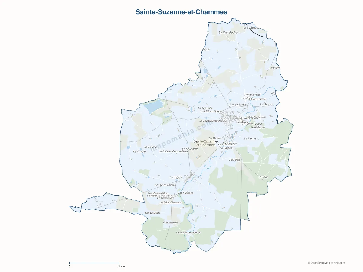 Carte de Sainte-Suzanne-et-Chammes à personnaliser