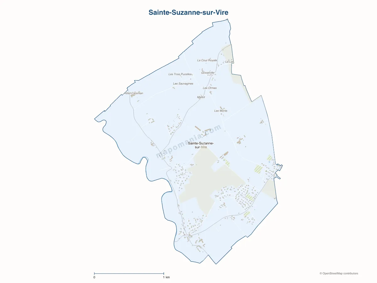 Carte de Sainte-Suzanne-sur-Vire à personnaliser