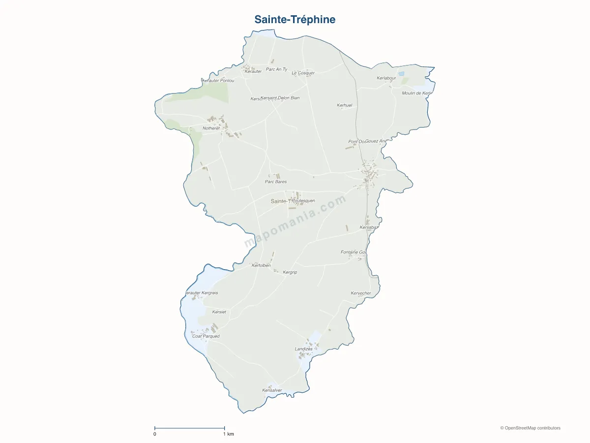 Carte de Sainte-Tréphine à personnaliser