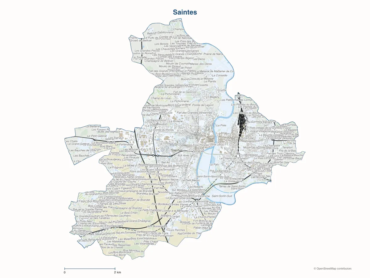 Carte de Saintes à personnaliser