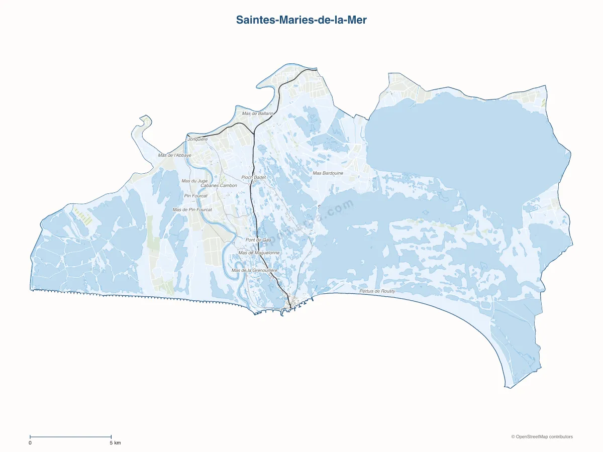 Carte de Saintes-Maries-de-la-Mer à personnaliser