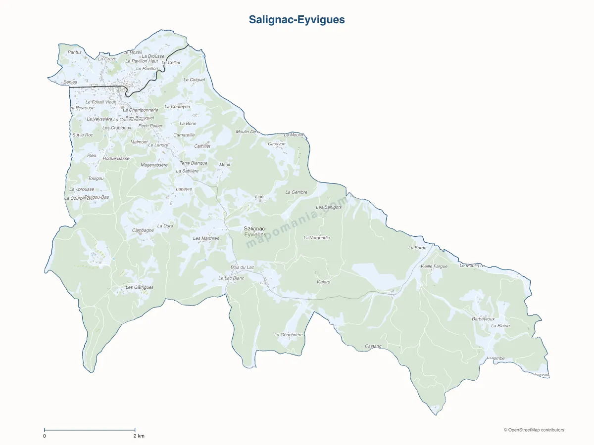 Carte de Salignac-Eyvigues à personnaliser