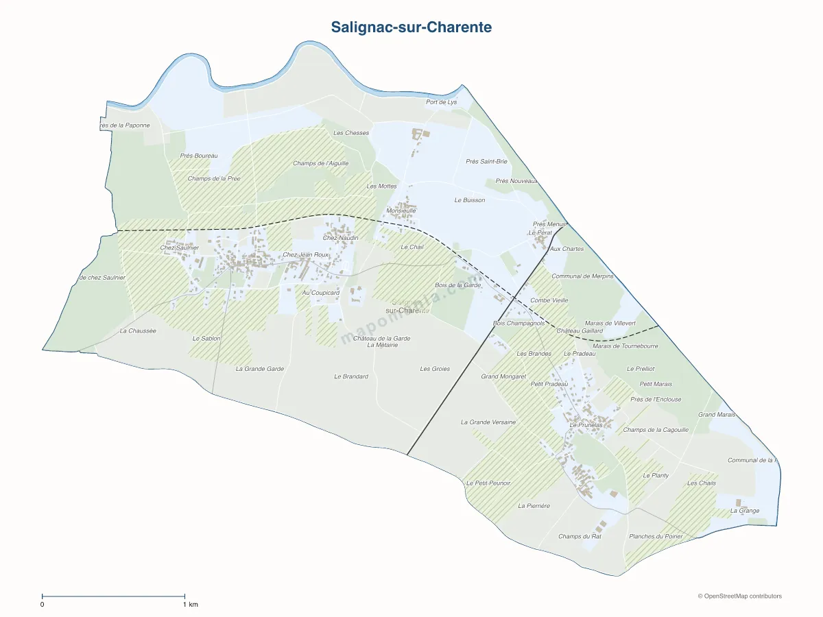 Carte de Salignac-sur-Charente à personnaliser