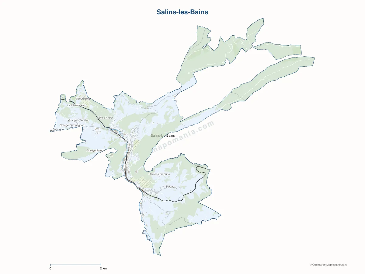 Carte de Salins-les-Bains à personnaliser