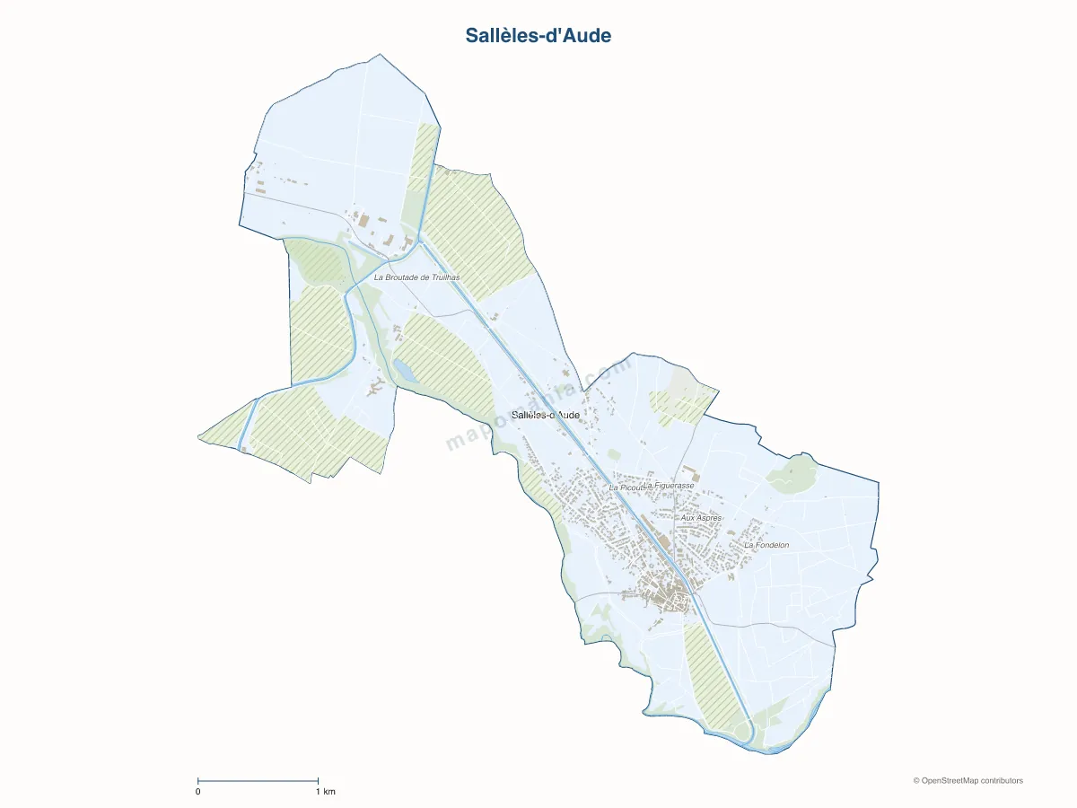 Carte de Sallèles-d'Aude à personnaliser