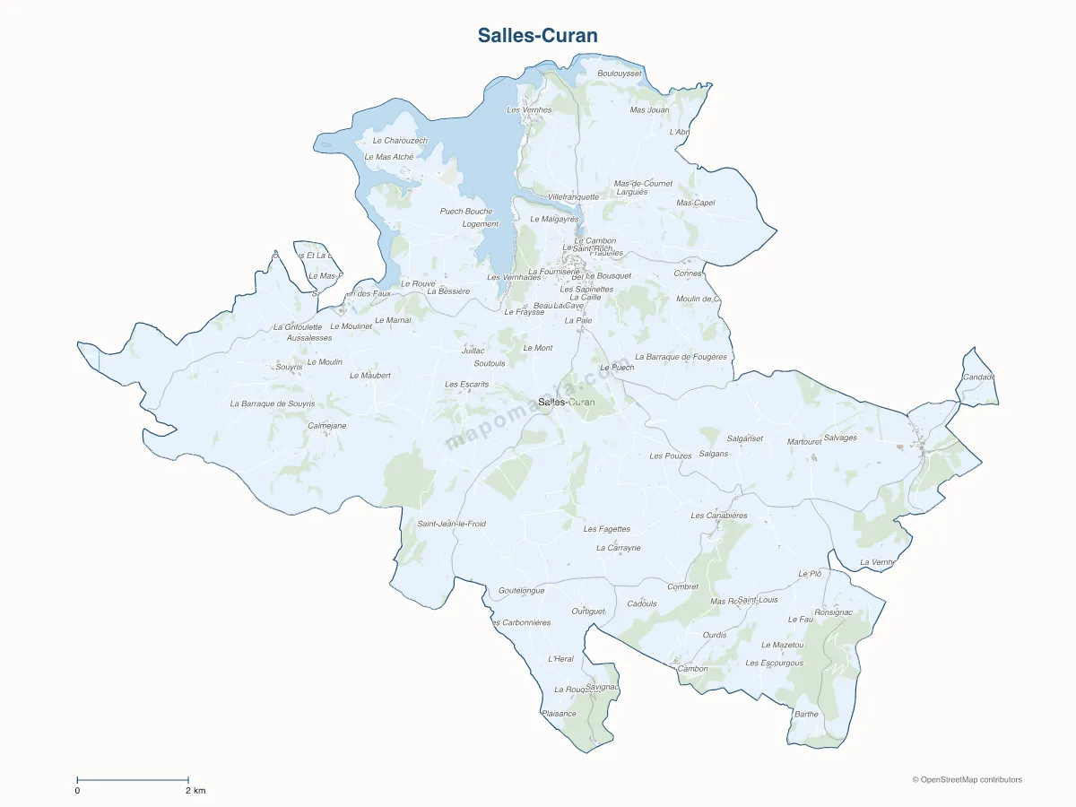 Carte de Salles-Curan à personnaliser