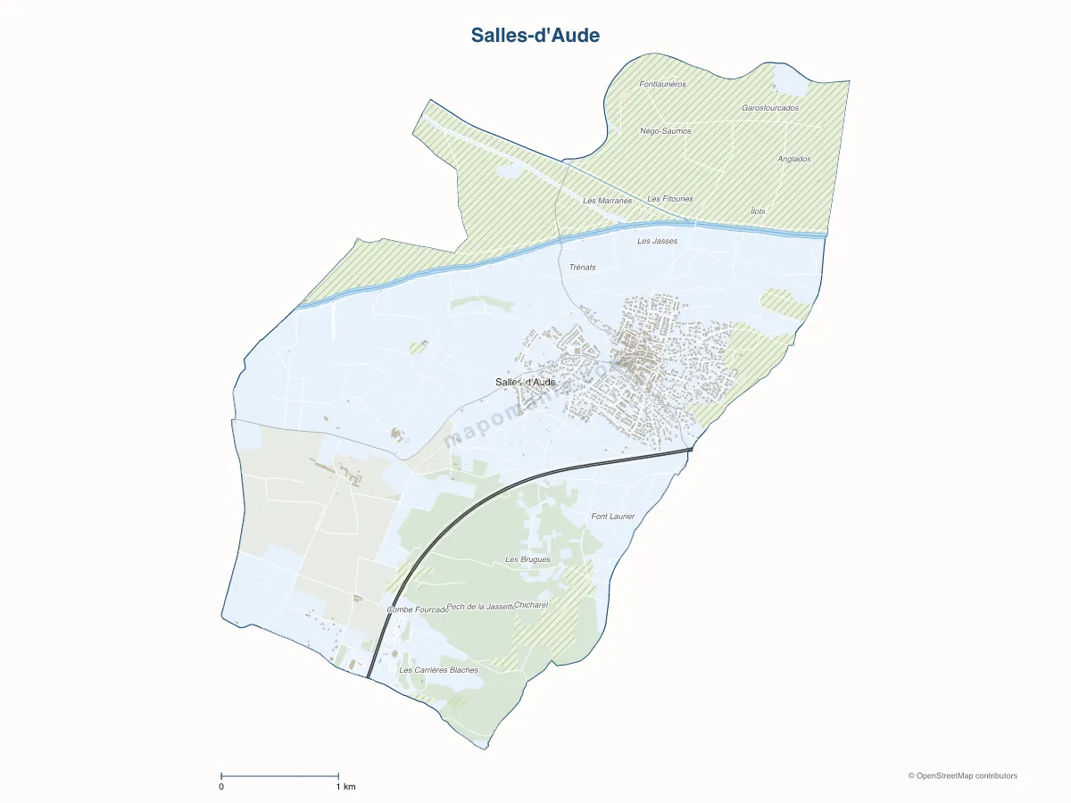 Carte de Salles-d'Aude à personnaliser