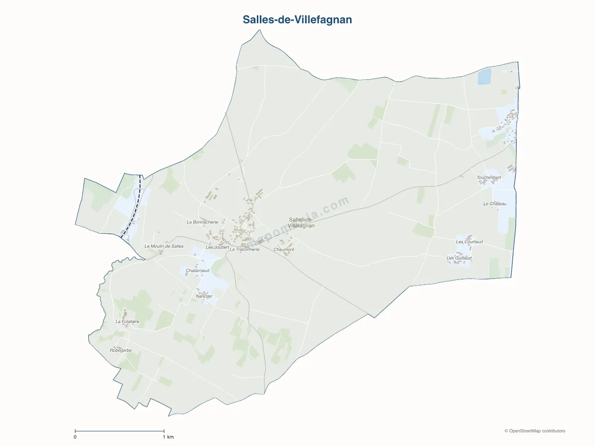 Carte de Salles-de-Villefagnan à personnaliser