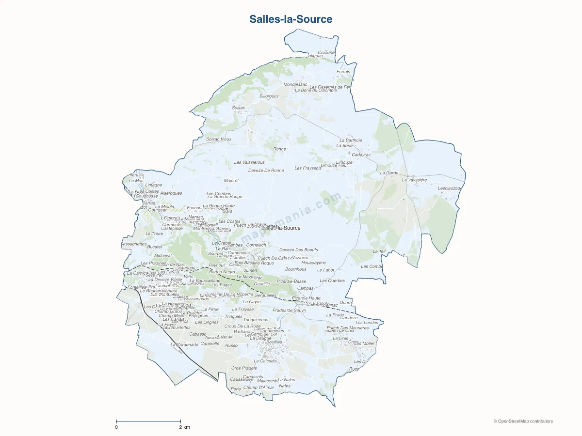 Carte de Salles-la-Source à personnaliser