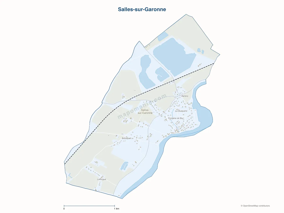 Carte de Salles-sur-Garonne à personnaliser