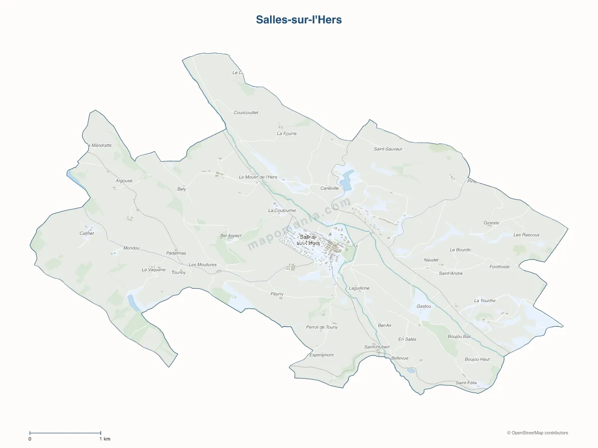 Carte de Salles-sur-l'Hers à personnaliser