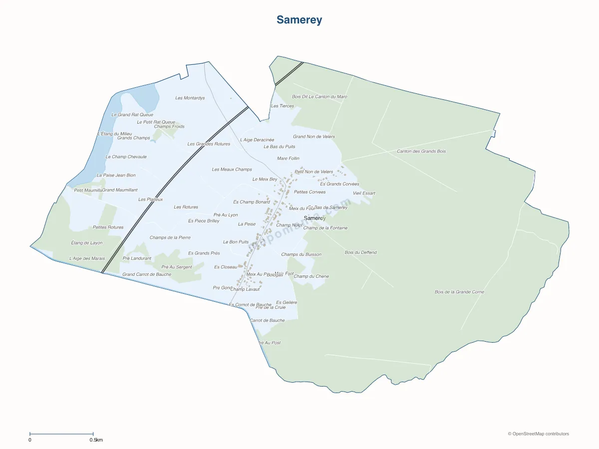 Carte de Samerey à personnaliser