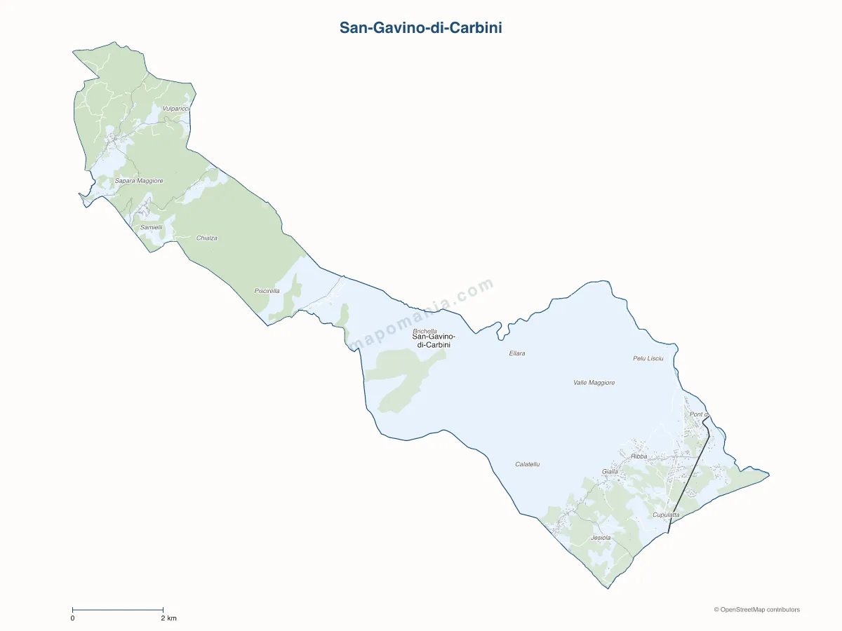 Carte de San-Gavino-di-Carbini à personnaliser