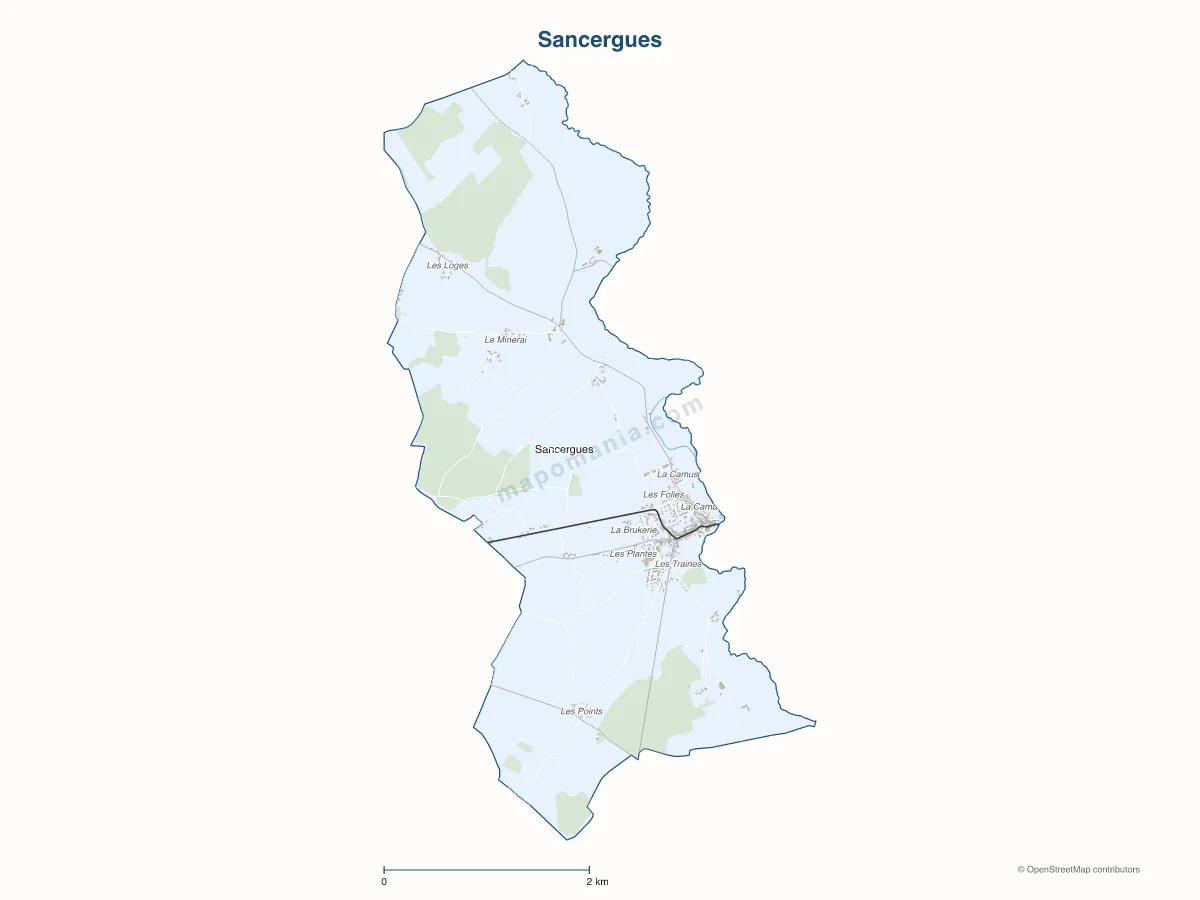 Carte de Sancergues à personnaliser