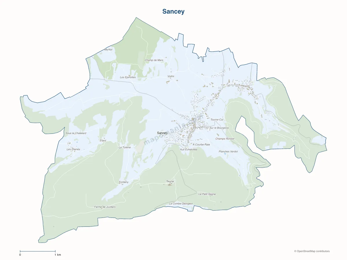 Carte de Sancey à personnaliser
