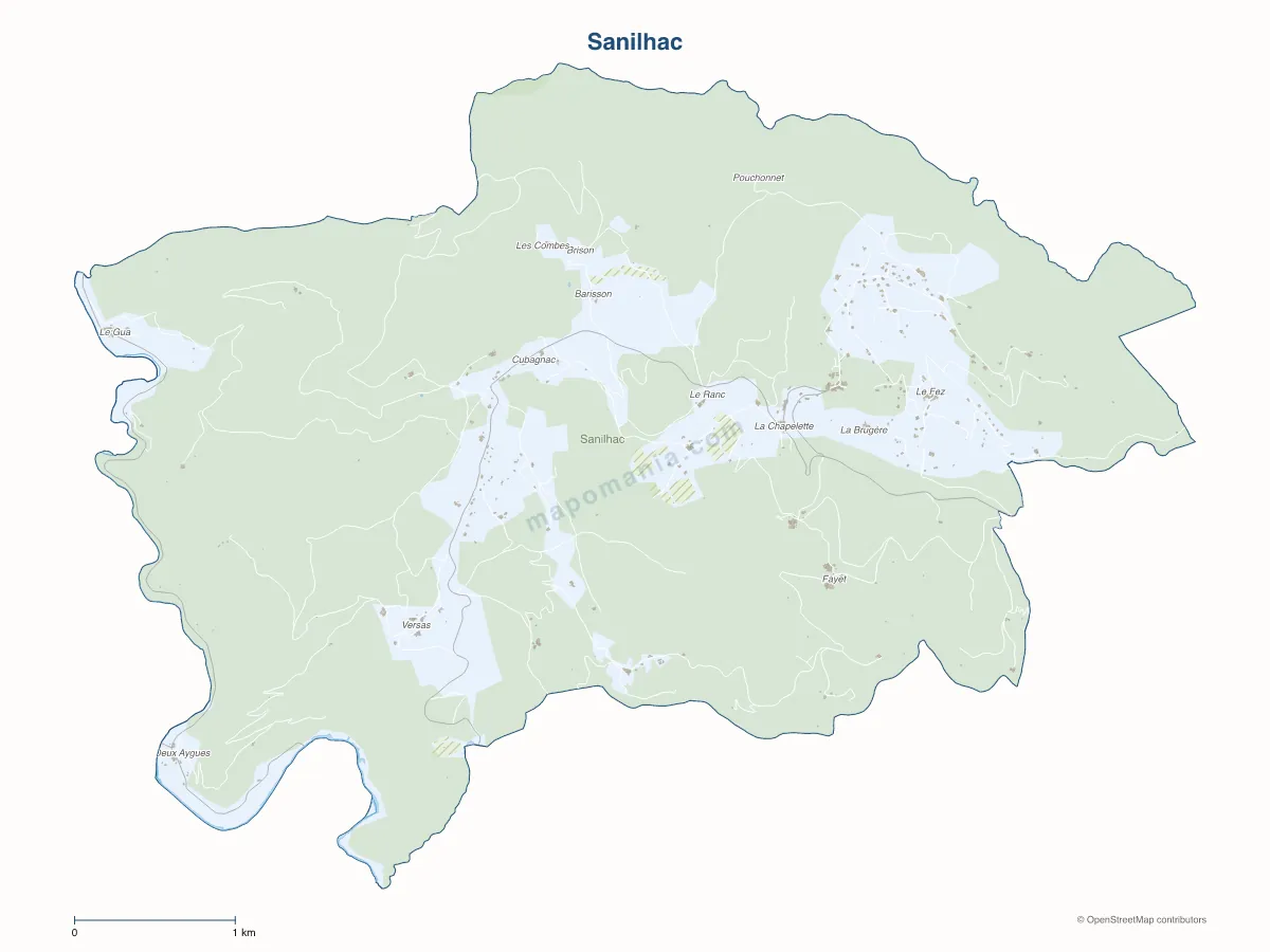 Carte de Sanilhac à personnaliser