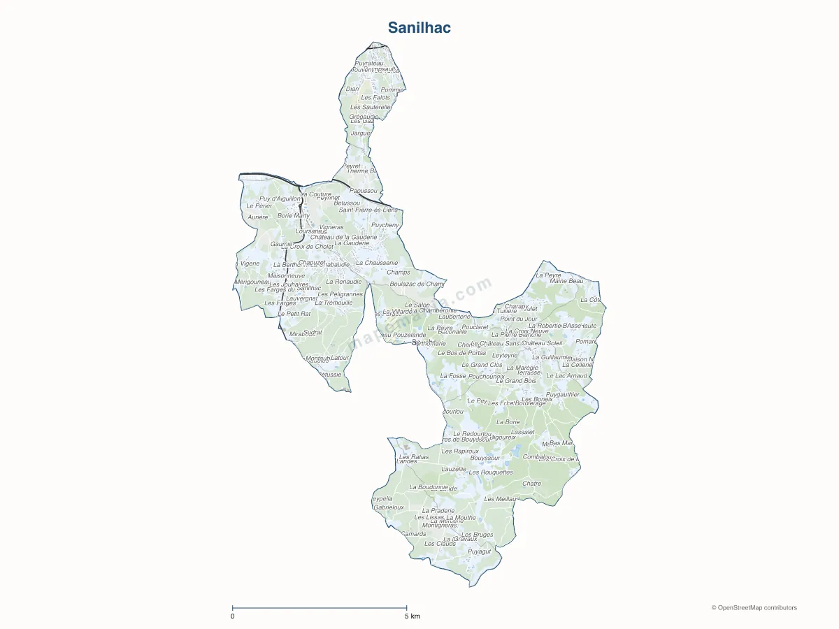 Carte de Sanilhac à personnaliser